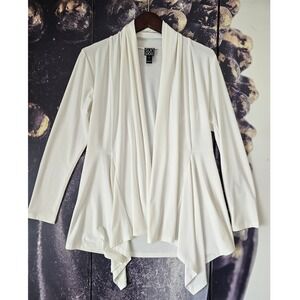 SUN WOO Women's White Draped Waterfall Cardigan Sweater Size S Made in USA